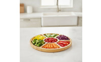 Charcuterie Board with Compartments Round Serving Board with Compartments Divided Serving Platter Multi-Compartment Elegant