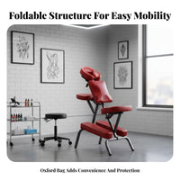 Multi-Functional Foldable Chair Sturdy Frame Adjustable Chair Thick Foam Cushioning Salon Furniture Oil & Waterproof for Mobile Therapists, Beauticians, Clients, Beauty Salons, Clinics, Home Use, Unavailable Ice