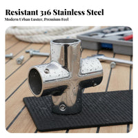 Boat Handrail Cross Connector 4-Way Cross Tube Connector 90 Degree Quadruple Pipe Fitting Rust Resistant for Boater S