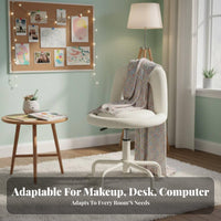 Cream Design Cushy Vanity Chair Ergonomic Backrest Cushy U-Back Chair 360° Swivel Desk Seat Space Saving for Students, Young Adults, Home Workers, Bedroom, Dorm Room, Makeup Station