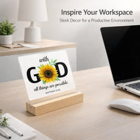 Clear Acrylic Sign Holder with Wooden Base, Display Stands for Desk Decoration, Transparent Card for Place