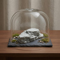 Layered Design Miniature Rock Stepped Edges Stacked Stone Prop Carved Texture Miniature Rock Stones Gray Finish for Small-Scale Scene