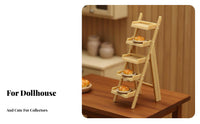 Mini Multi-Tier Display Rack DIY Decoration Miniature Ladder Shelf Realistic Simulation Miniature Display Shelf for Hobbyists, Dioramas, Fairy Gardens