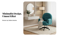 Height Adjustable Upholstered Swivel Armchair Thick Cushion Task Chair Soft Textile Upholstery Home Furniture Ergonomic Design for Young Adults, Homeowners, Dormitory, Study Room, Reading Nook, Reception Area