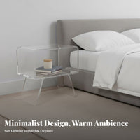 Modern Design C-Shaped Acrylic Table Minimalist design Nightstand Space-Saving Home Furnishing Multi-Functional for Apartment Dwellers, Homeowners, Adults, Bedroom, Living Room, Small Spaces, Entryway