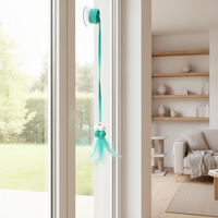 Interactive Suction Cup Spring Cat Toy with Rabbit Fur Ball for Play and Exercise