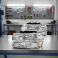 car Replacement Headlight Assembly Clear Lens Headlight Assembly Chrome Housing Lamp for Truck Owners