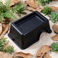 Matte Black Snake Hide with Ceramic Dish, Humid Hide for Leopard Gecko Enclosure Accessories, Moist Hide for Arachnids and Small Reptiles