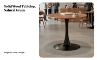 Rounded Edges Retro Round Coffee Table Easy to Clean Walnut Finish Kitchen Table High Load Capacity Stain Resistant for Cafe Owners, Apartment Dwellers, Milk Tea Shop, Restaurant, Breakfast Nook, Living Room
