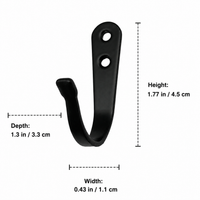 10 Pack Black Metal Hooks, Screw Mount Towel Hook for Bathroom Laundry, Organising Hooks for Coats Bags, New Chinese Design Wall Hooks