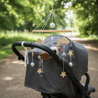 Spacecraft Crib Mobile Nordic Style Wooden Crib Visual Tracking Coordination for Infants, Infants