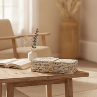 Wooden Storage Box with Cloth Rectangular Lidded Storage Box Large for Dresser, Closet