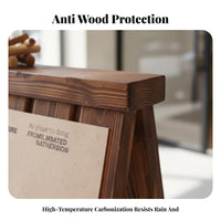 Carbonized Solid Wood Wooden V-Shaped Sign Weather Resistant Folding V-Shaped Sign Foldable Design Floor Standing Poster Display Heavy Duty for Shop Owners, Retailers, Event Planners, Outdoor, Storefront, Exhibition, Restaurant