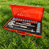 Quick-Release Socket Wrench Set with Metal Case Portable Ratchet and Socket Set Professional Mechanics Tool Kit for Car Owners