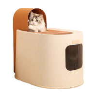 New Large Semi-Enclosed Cat Litter Box with Anti-Splash and Odor Control