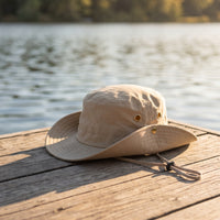 Fisherman Hat Wide Brim Sun Hat with Chin Strap Secure Fit Protection for Hiking, Travel