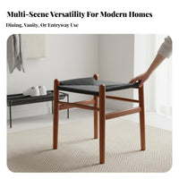 Solid Wood Frame Woven Top Wooden Stool Nordic Design Backless Woven Stool Handwoven Accent Furniture Multi-Purpose for Cafe Owners, Interior Designers, Tea Room, Dining Area, Entryway, Bedroom