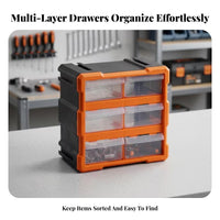 Orange Frame Small Parts Organizer Compact 6-Drawer Storage Box