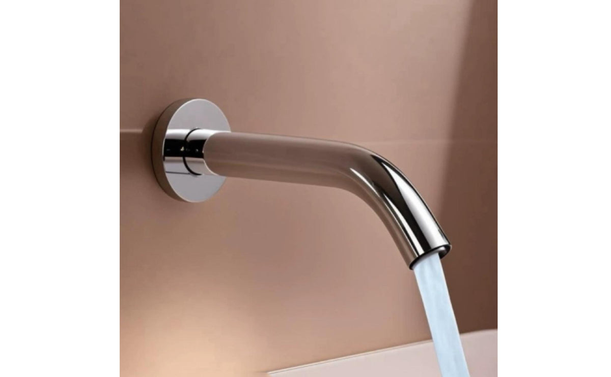 Hands-Hands-off Wall-Mounted Sensor Faucet Cold Water Automatic Faucet with Wall Plate Chrome Touchless Tap with Control Box Modern for Bathroom, Washroom