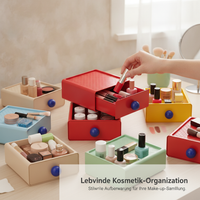 Acrylic Cosmetic Organizer with Drawers and Lipstick Holder, Clear Desktop Skincare Storage Rack