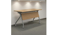 Swivel Casters Mobile Meeting Table Wood-Grain Folding Conference Table Front Panel Office Furniture Rectangular for Offices