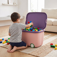 Kids' Large Capacity Toy Storage Box with Lid, Stackable Plastic Organizer for Clothes, Snacks, and Baby Items