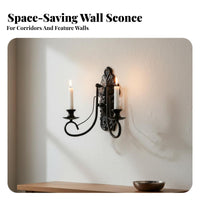 Retro Theme Wall Sconce Versatile Decor Vintage Wall Mounted Candelabra Elegant Accent Hanging Taper Candle Holder for Hallway, Corridor, Living Room