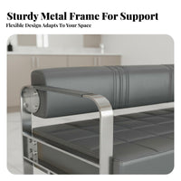 Salon Waiting Sofa Easy to Clean Stainless Steel Frame Bench Sturdy Construction Waiting Room Bench for Guests, Barber Shop, Reception Area, Hospital