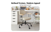 Rolling Casters Wheeled Low-Back Armrest Chair Modern Aesthetic Desk Seat 360-Degree Swivel Office Furniture Adjustable Height for Students, Home Workers, Adults, Bedroom, Study Room, Dressing Area, Small Areas