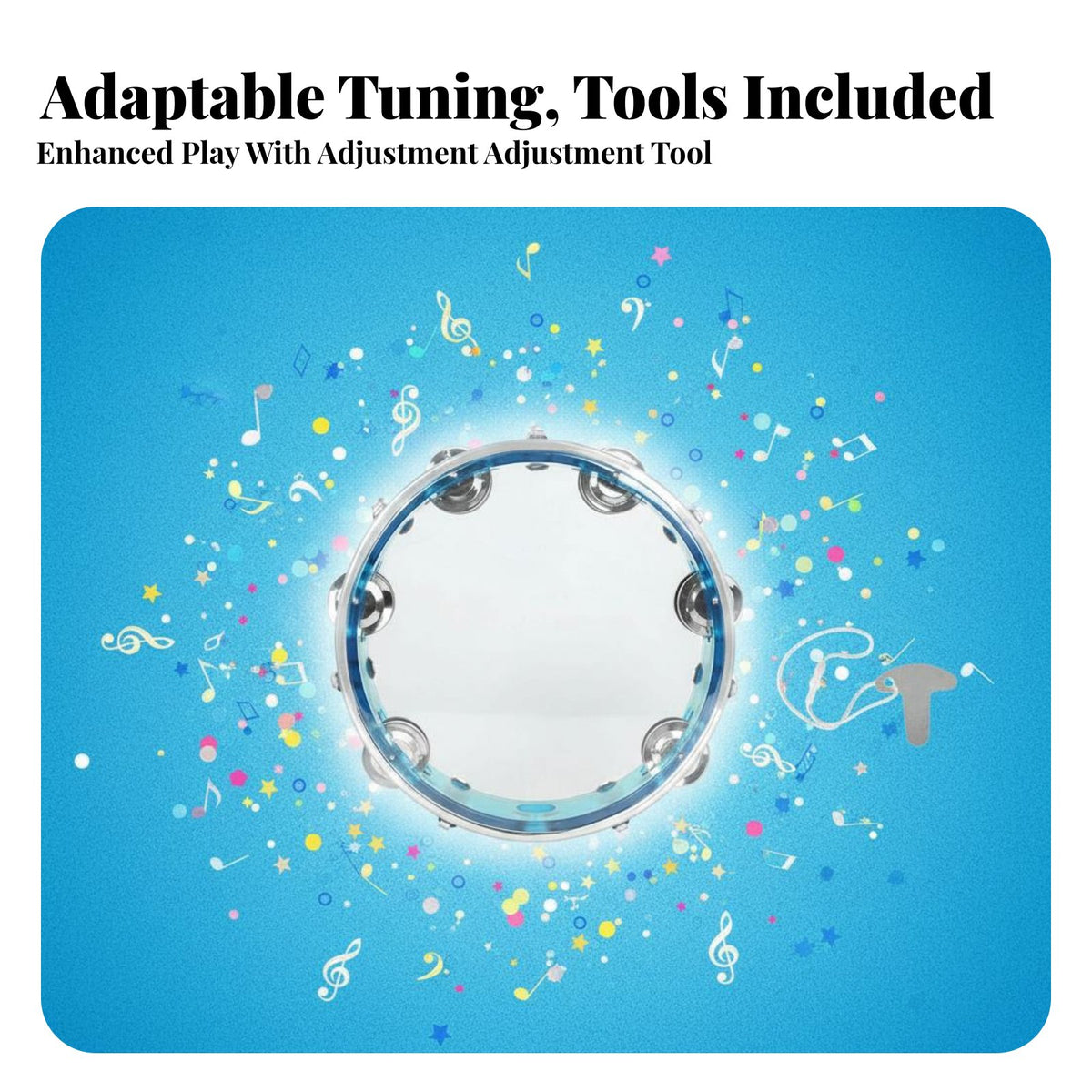 Handheld Design Double-Jingle Tambourine Educational Double-Row Tambourine Loud and Crisp Sound Percussion Instrument Easy to Play for Musicians, Beginners, Band Performance, Music Class, Live Performances, Home Practice