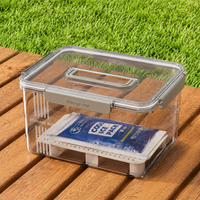 Transparent Storage Box with Lid, Food Container with 4-fold Lock and Handle, Stackable Storage Containers for Meal Prep, Camping & Picnic