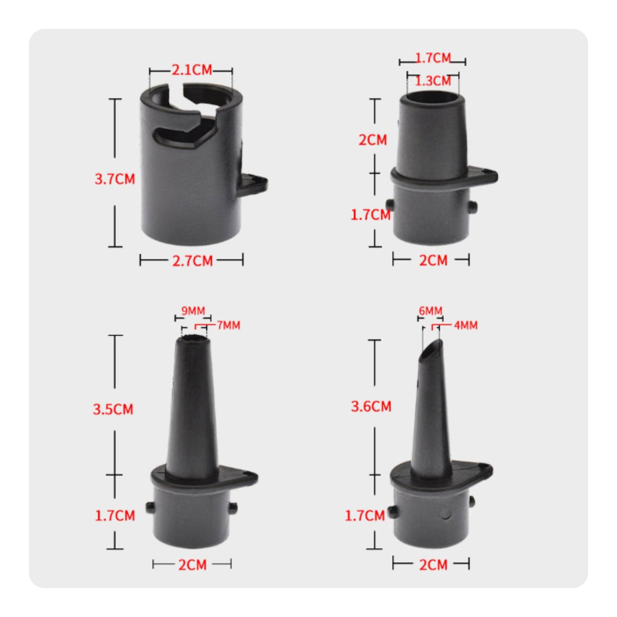 4 Pieces Paddleboard Pump Adapter  Airtight Multi-Function Inflation Adapter Lightweight and Portable Air Mattress Pump Nozzle Set