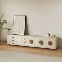 TV Cabinet with Drawers Low-Profile TV Stand Rounded-Edge Media Console for Living Room