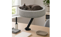 Desktop Feline Bed Textured Material Clamp-on Feline Bed Space-Saving