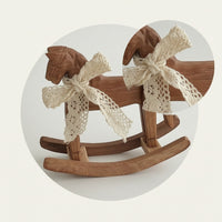 Rocking Horse Figurine Decorative Wooden Rocking Horse Rustic Table Decoration for Infants, Photo Photography