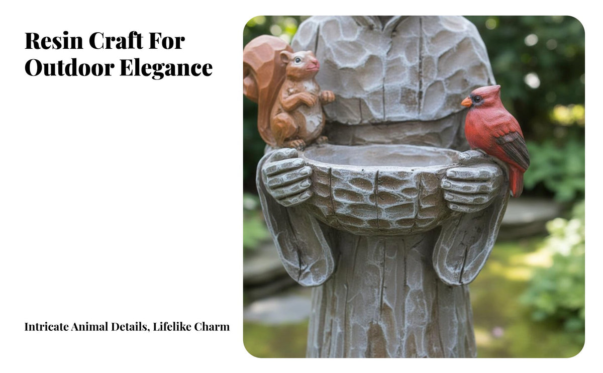 Saint Statue Bird Feeder Decorative Ornament Saint Francis Bird Feeder Versatile Function Religious Garden Sculpture for Gardeners, Courtyard