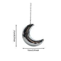 Mirrored Mirror Mosaic Moon Sparkle Disco Ball Moon Sparkling Hanging Decoration Shimmering for Party