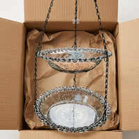Hanging Feeding Station with Double Layer Feeding Trays, Garden Decor for Small Birds, Outdoor Hanging Chain Design