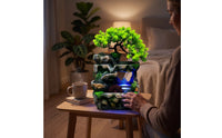 Rock Water Feature with Tree Nature-Themed Tabletop Water Feature Compact for Reception Desk