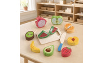 Wooden Cutting Toy Hands-on Pretend Slicing Set Realistic Wooden Food Playset