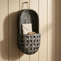 Woven Wood Basket Decorative Wooden Wall Basket Country-Style Home Storage