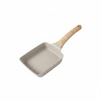 Non-Stick Tamagoyaki Pan Wood Grain Handle Japanese Omelette Pan Easy to Clean Cookware All Stovetops Compatible for Breakfast