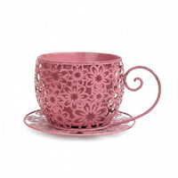 Metal Planter with Saucer Elegant Decorative Flower Pot Long-Lasting