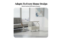 With casters 2-Tier Rolling Organizer Cream aesthetic 2-Tier Utility Trolley Minimalist Design Side Table Multifunctional for Homeowners, Office Workers, Living Room, Bedroom, Balcony, Kitchen