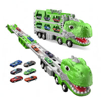 Double-Form Dinosaur Carrier Truck Convertible Dino Race Track Truck Alloy