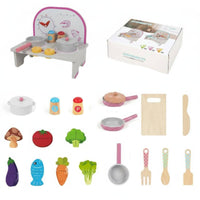Wooden Culinary Playset Set Educational Pretend Cooking Playset Birthday Gift Toy Stovetop for Kids, Preschoolers