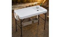 Folding Fishes Cleaning Table Wire Rack Fishes Cleaning Table Open Storage Shelf Outdoor Utility