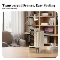 Bookend Rack with Drawer Spacious Storage Desk organizer with Bookends for Students