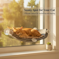 Semi-Circular Suction Cup Cat Hammock for Window, Thickened Sunbathing Perch with Mat