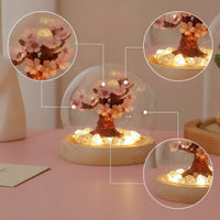Night Light with Dome Cover Warm LED Glowing Miniature Landscape Decorative Tree Light Ambient Lamp Safe for Bedside Table, Desk